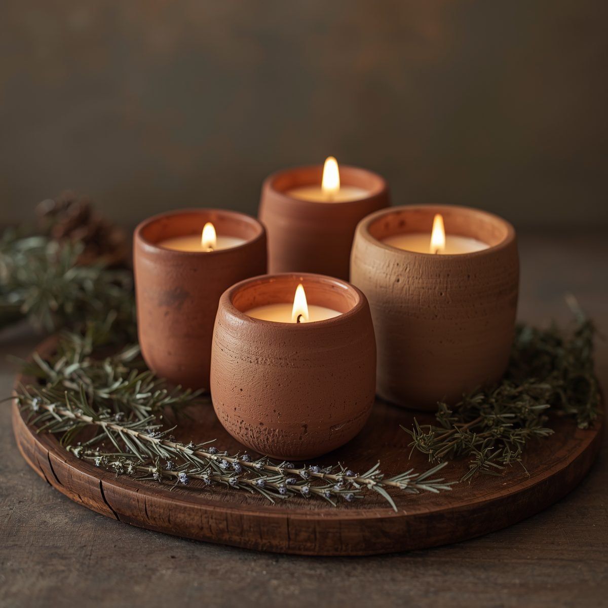 terracotta container candle, terracotta candle jar, clay container candle, handmade terracotta candle India, eco friendly candle container, festive terracotta candles, pooja décor candle, rustic candle jar, Kaivalya candles