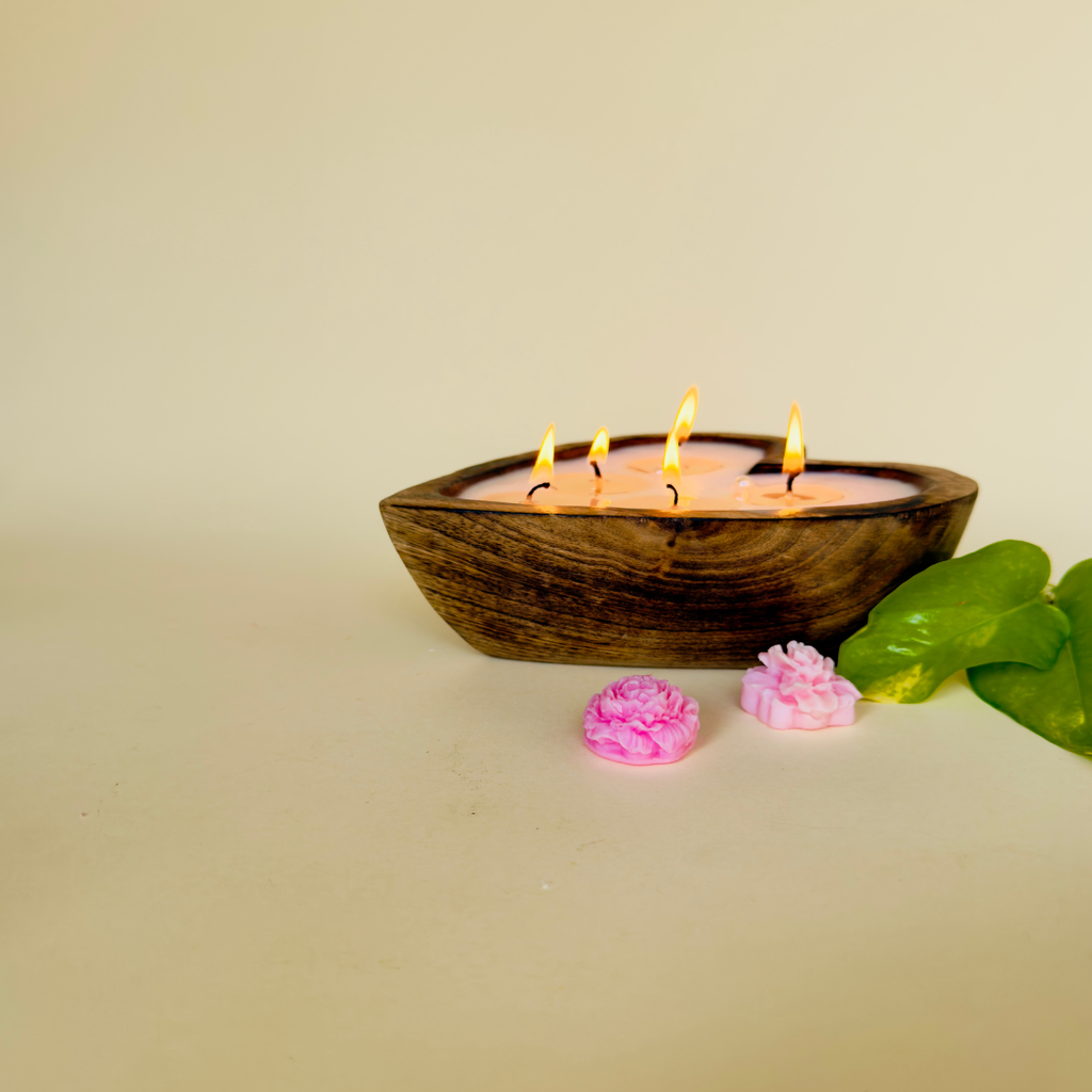 Wooden Heart Dough Bowl