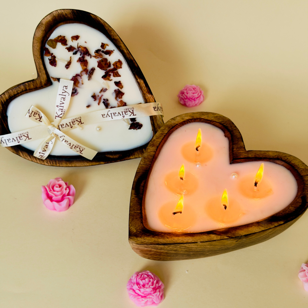 Wooden Heart Dough Bowl