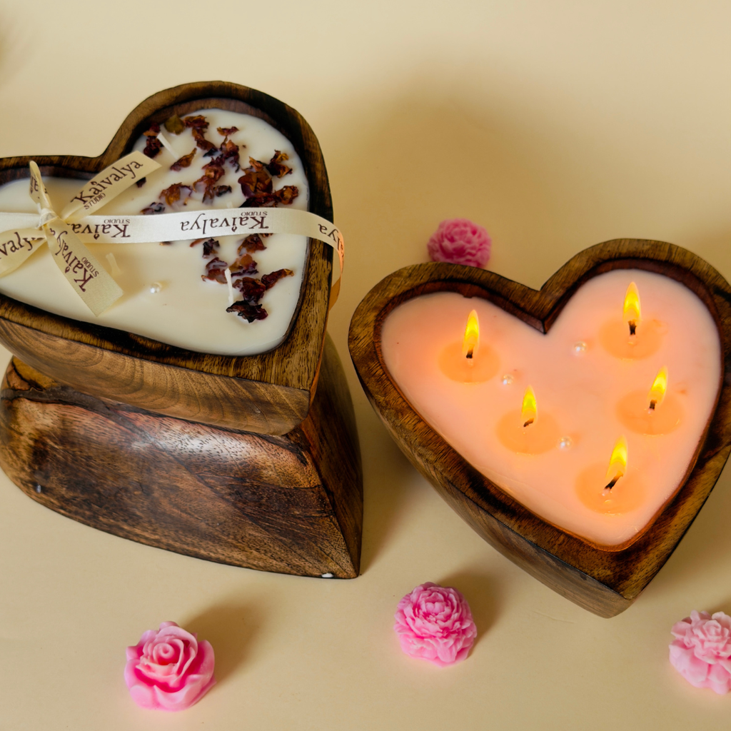 Wooden Heart Dough Bowl
