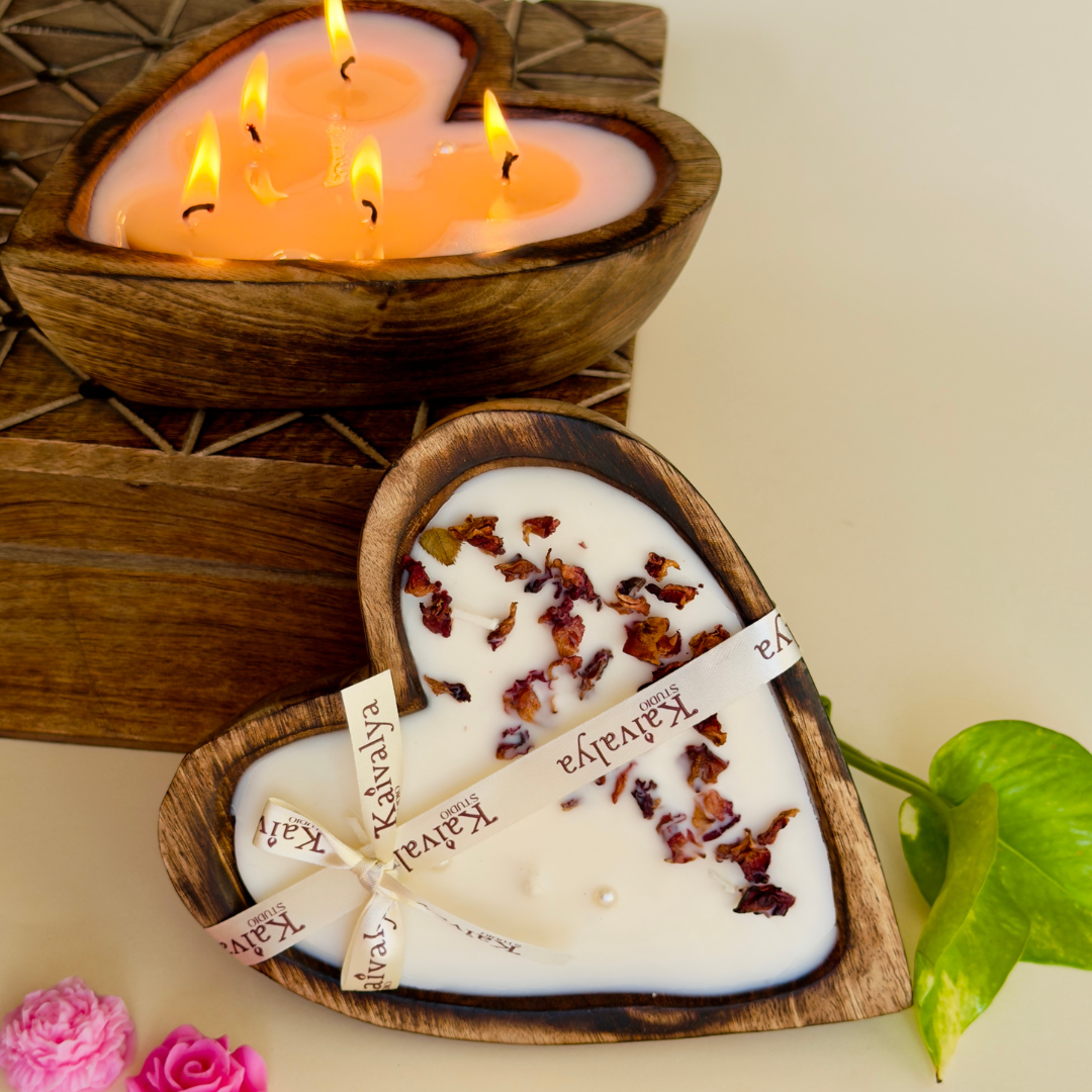 Wooden Heart Dough Bowl