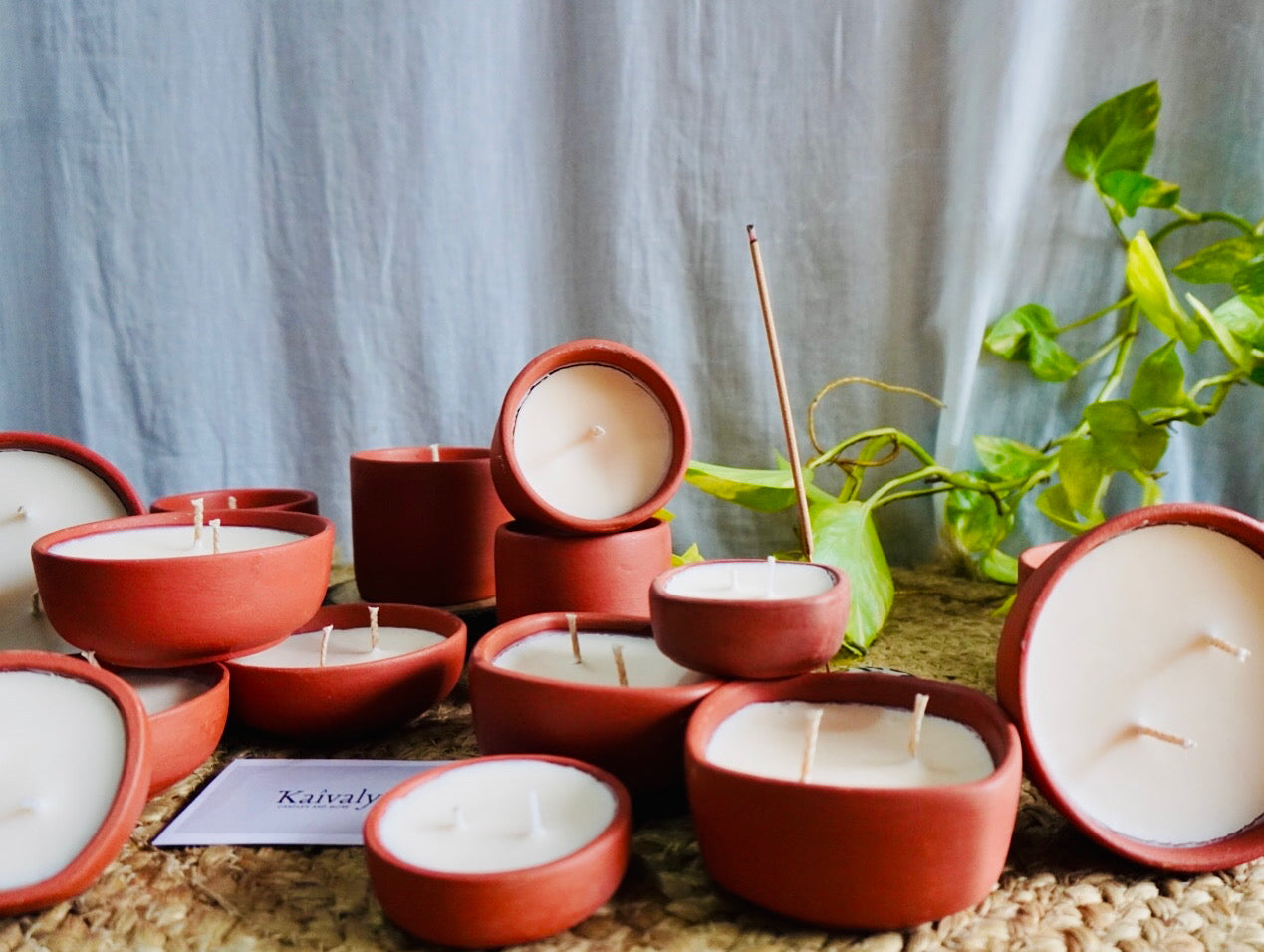 2 Wick Square Teracotta Bowl