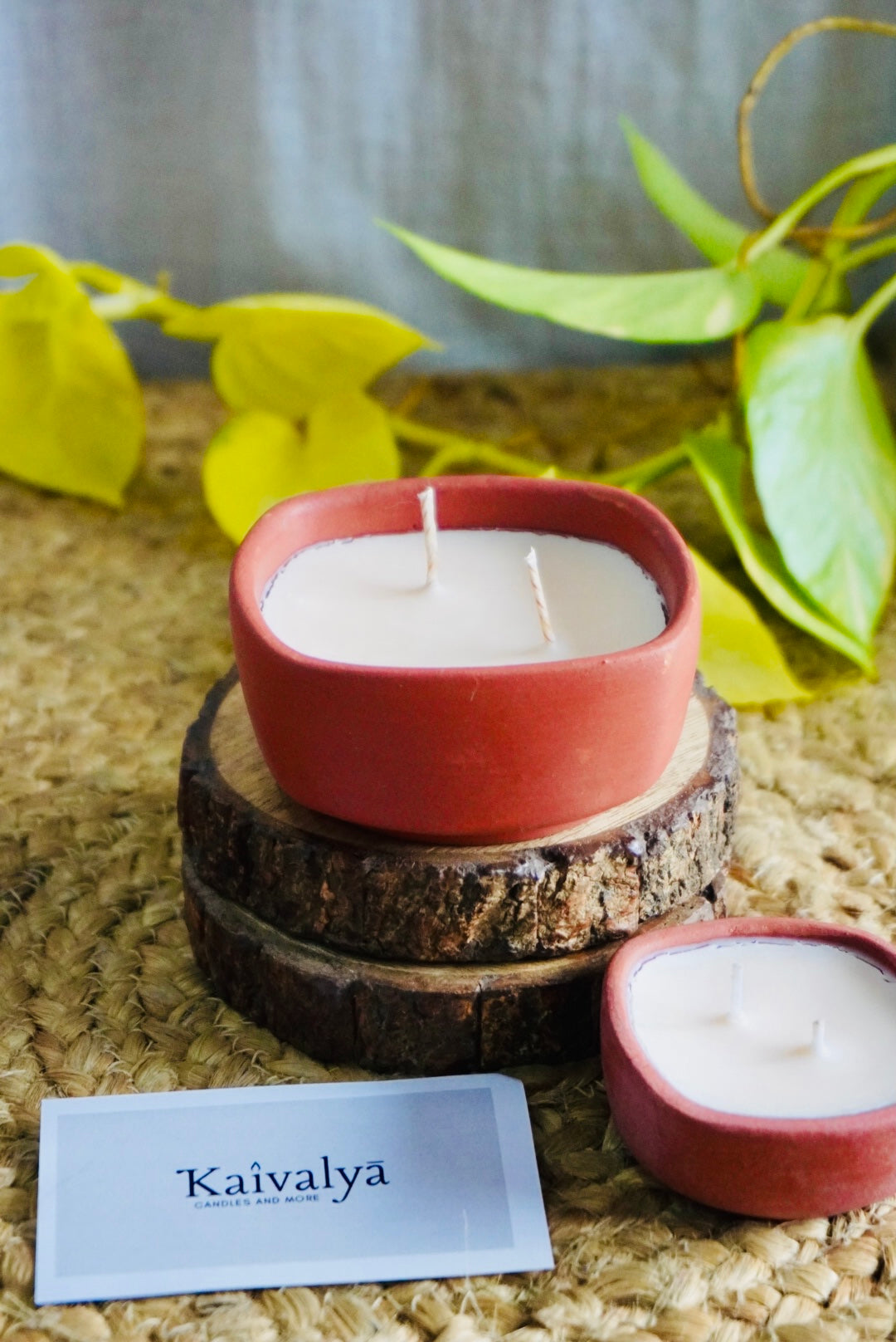 2 Wick Square Teracotta Bowl