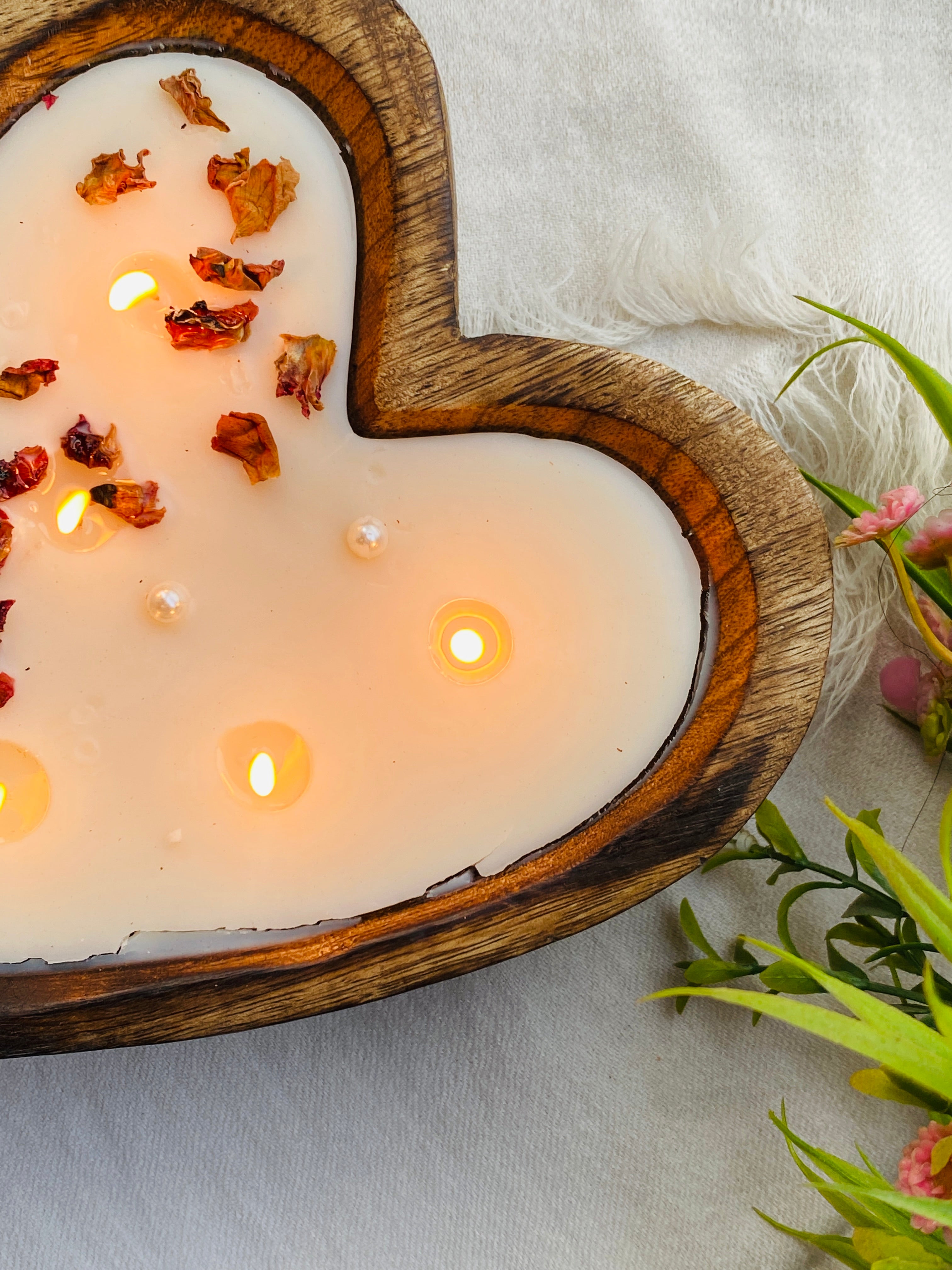 Wooden Heart Dough Bowl