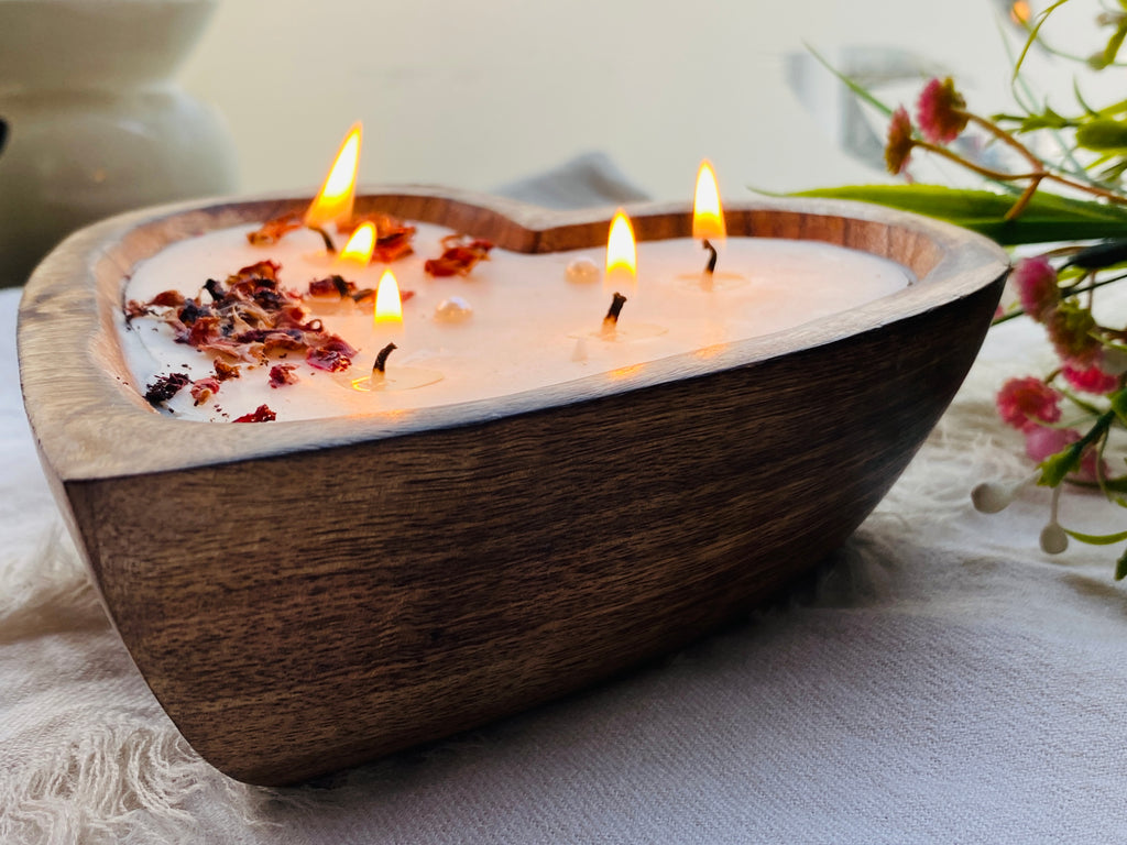 Wooden Heart Dough Bowl