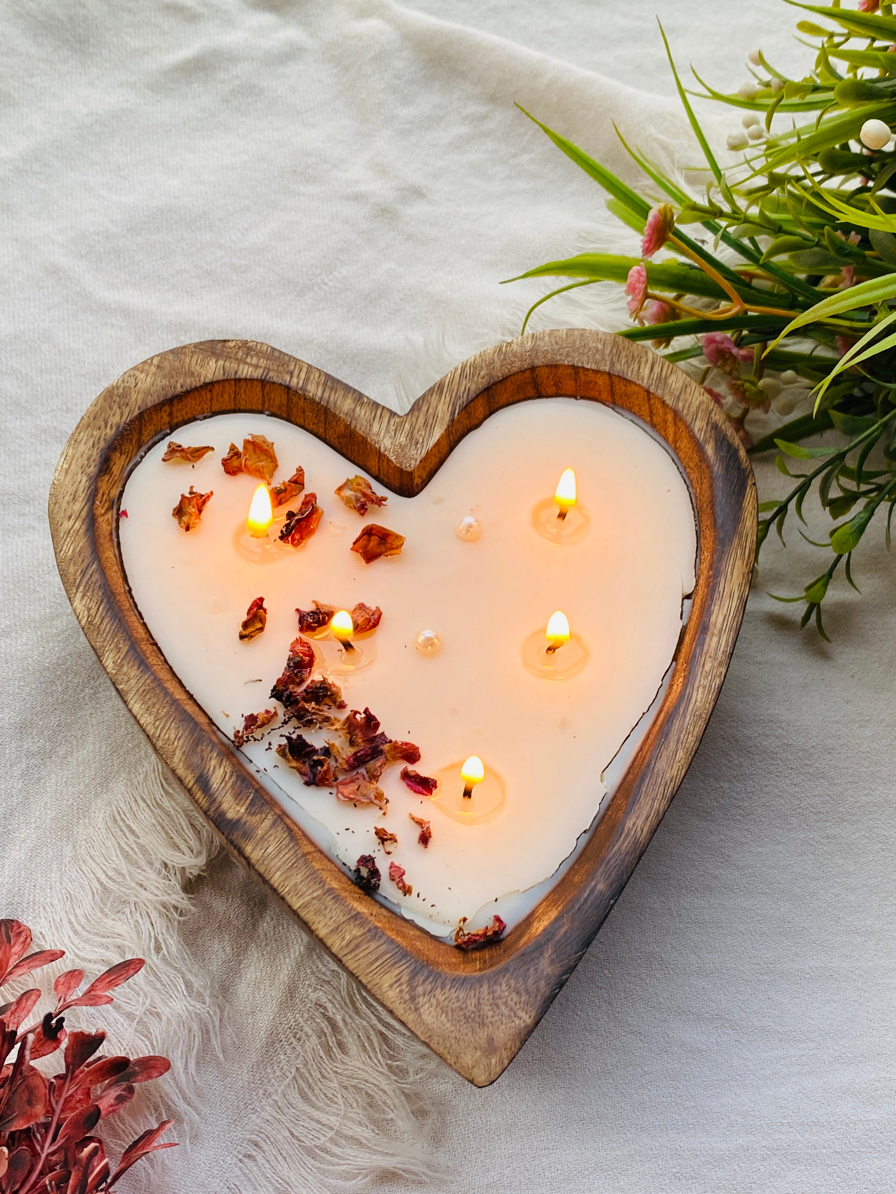 Wooden Heart Dough Bowl