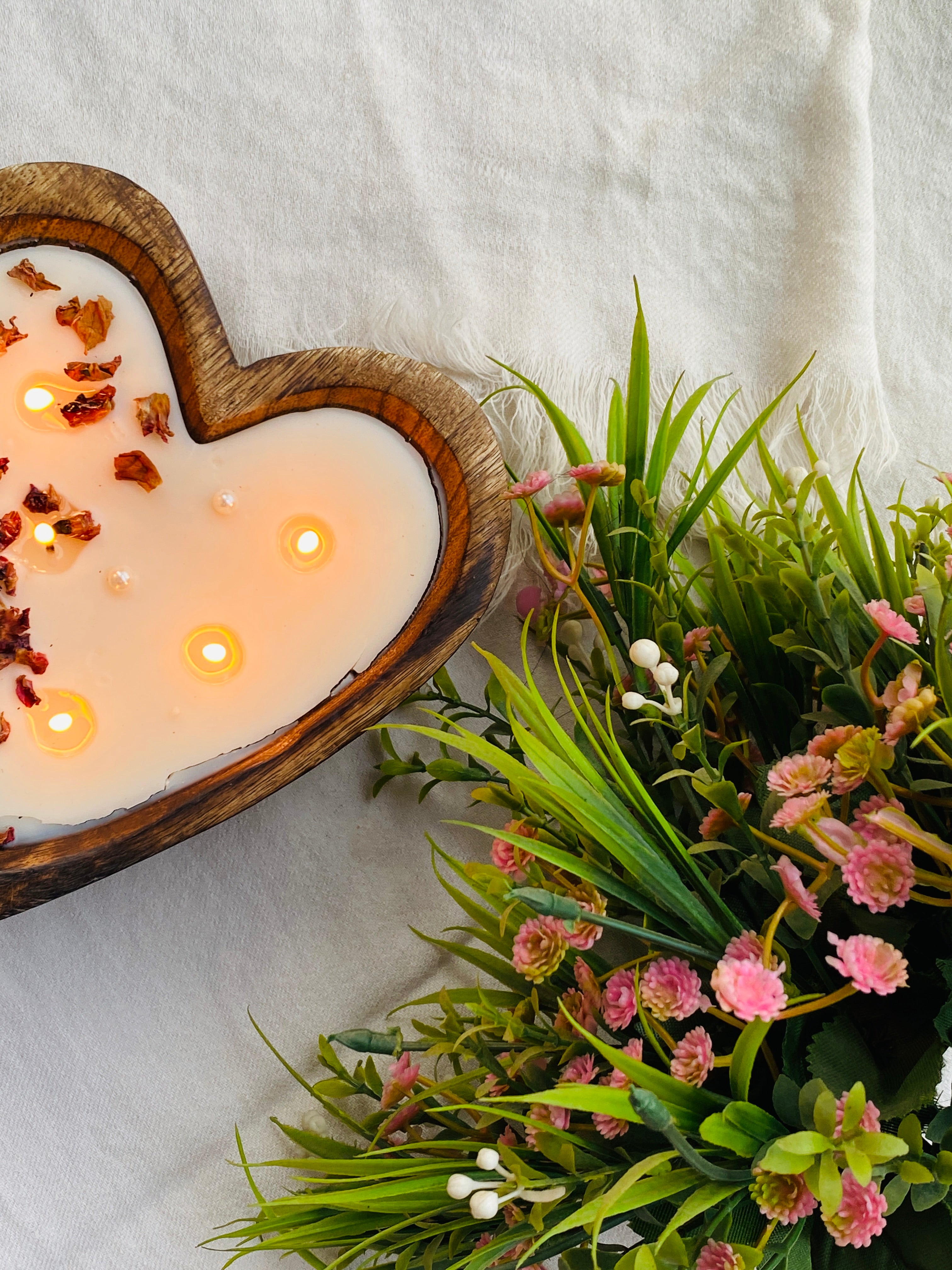 Wooden Heart Dough Bowl